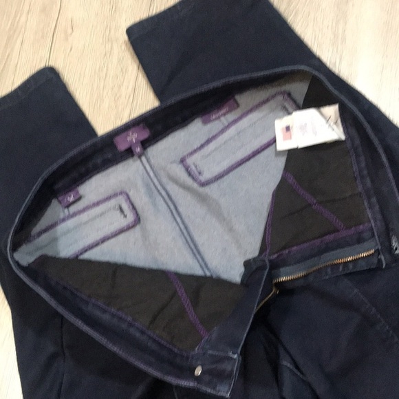 NYDJ DarkWash Leggings w/ faux pockets & zipper Fly size 14 - Picture 8 of 11